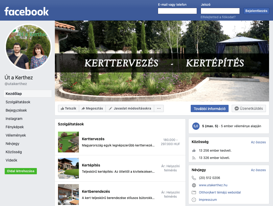 Facebook oldal kielemzése