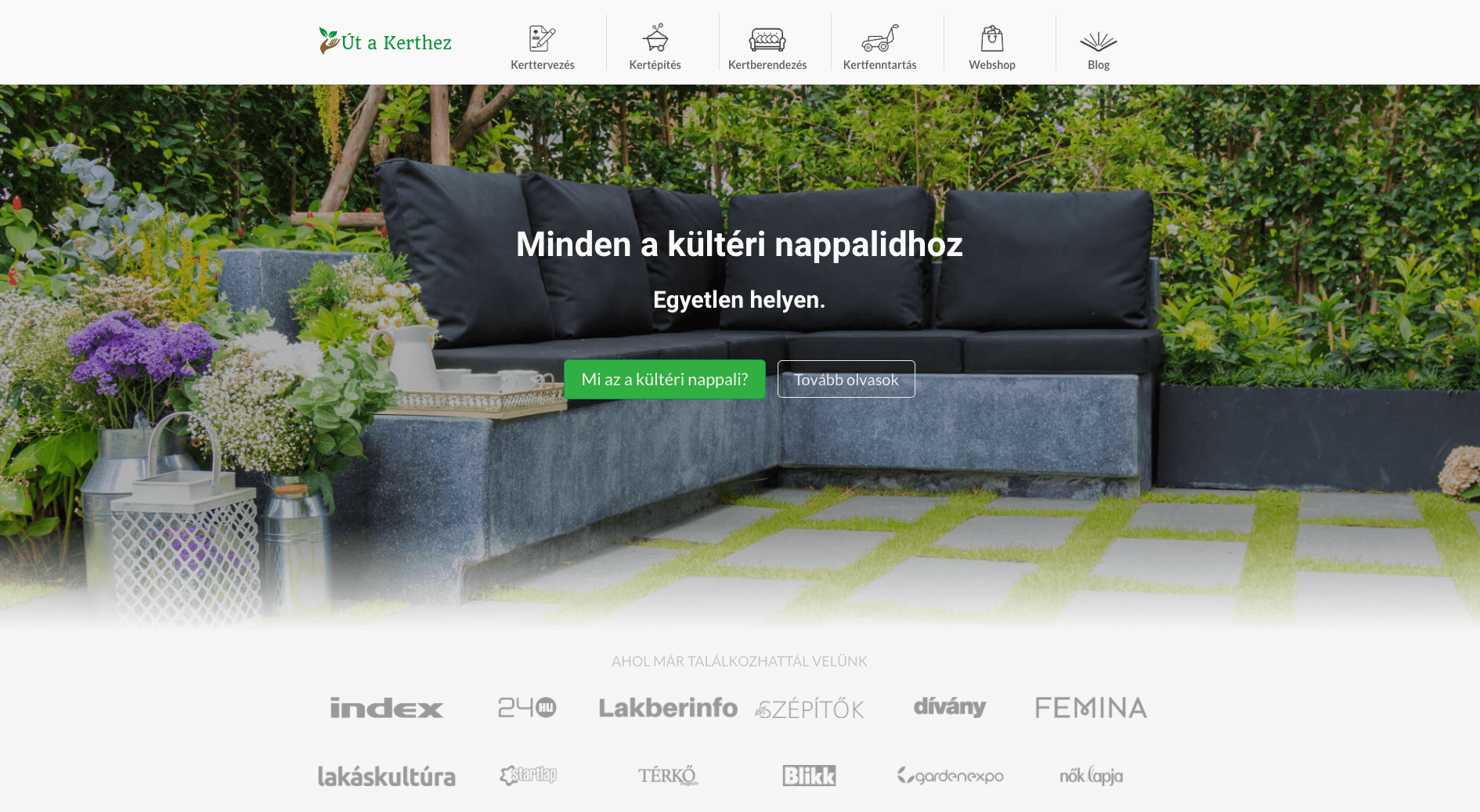 fő értékajánlat út a kerthez