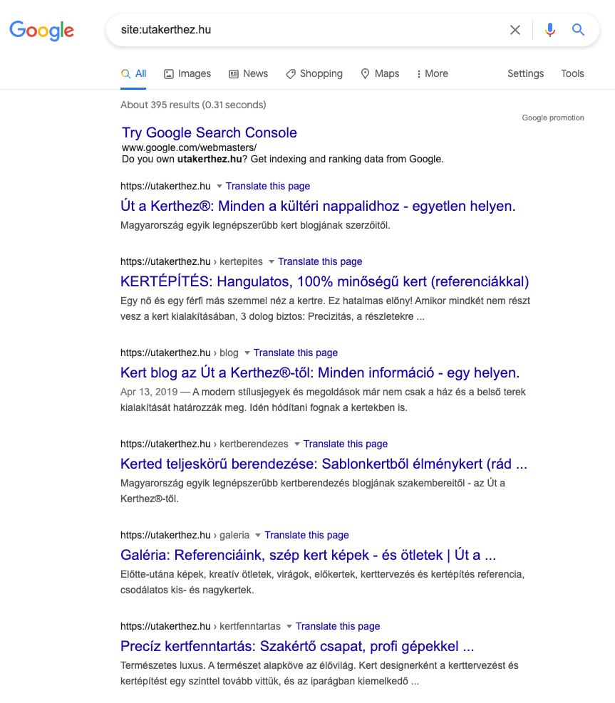 út a kerthez weboldal elemzés